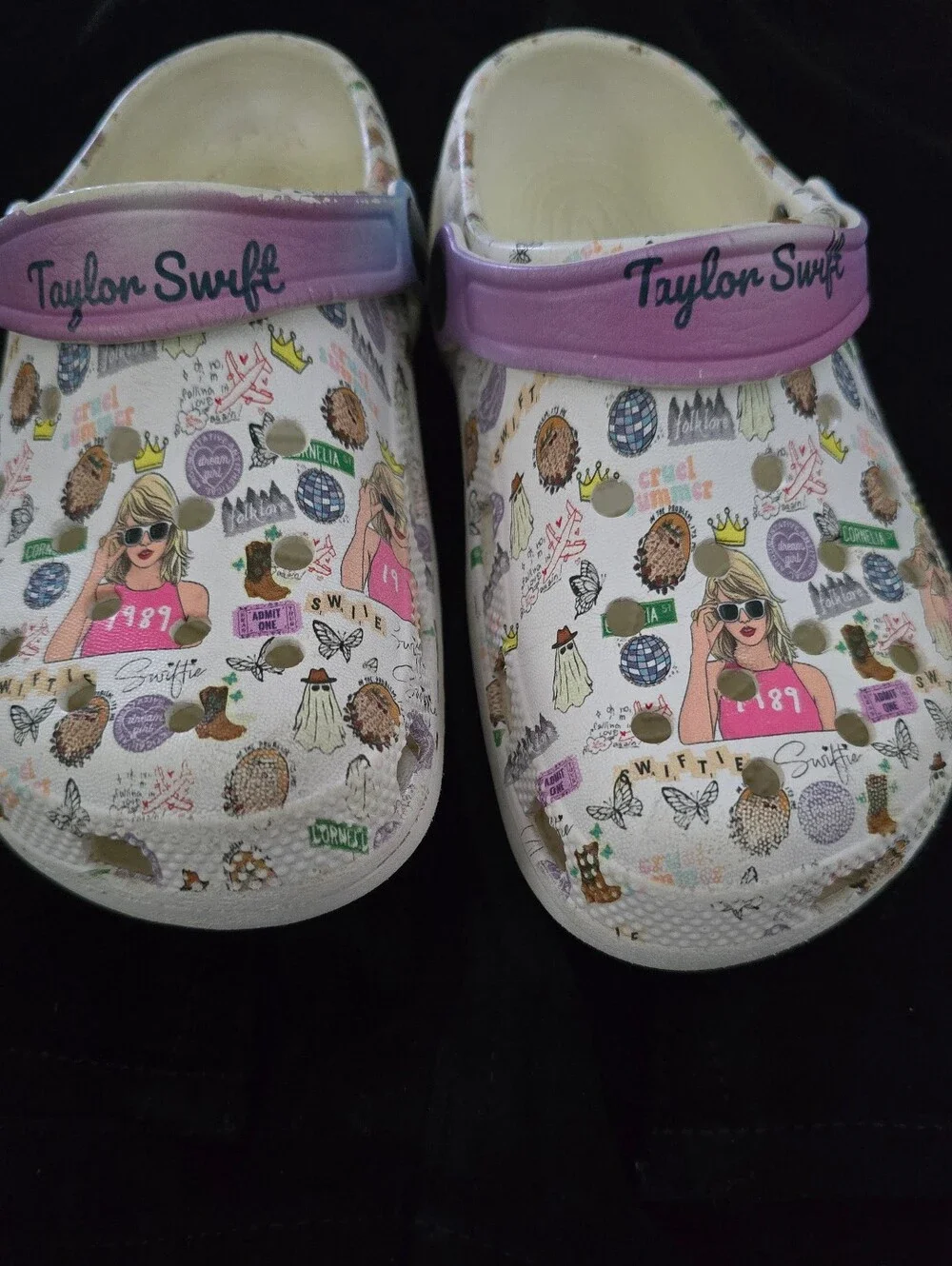TAYLOR 1989 Cruel Summer White Custom Clog 32 US 13.5/1 Kids - Swifty GUC